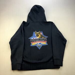 Vintage Police K9 Unit Hoodie Sweatshirt Adult Small Black Full Zip Concord Dog
